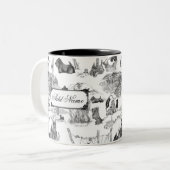 SCOTTISH Terrier Black Toile met aangepaste naam Tweekleurige Koffiemok (Voorkant links)