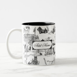SCOTTISH Terrier Black Toile met aangepaste naam Tweekleurige Koffiemok