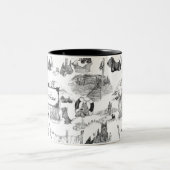 SCOTTISH Terrier Black Toile met aangepaste naam Tweekleurige Koffiemok (Center)