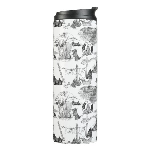 SCOTTISH Terrier Black Toile Thermosbeker (Gedraaid links)