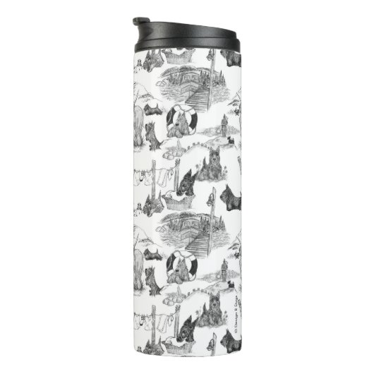 SCOTTISH Terrier Black Toile Thermosbeker (Geroteerd rechts)