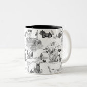 SCOTTISH Terrier Black Toile Tweekleurige Koffiemok (Voorkant rechts)