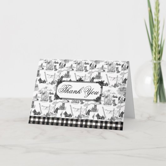 SCOTTISH Terrier Black Toile w/Customization Bedankkaart (Voorkant)