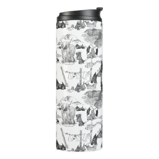 SCOTTISH Terrier Black Toile w/Monogram Thermosbeker (Gedraaid links)