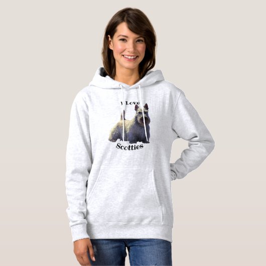 Scottish Terrier black/weaten, zittend/staand Hoodie (Voorkant volledig)