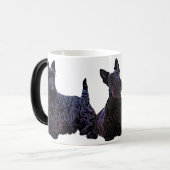 Scottish Terrier black/wheaten trio, zwarte hond Magische Mok (Voorkant links)