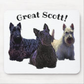 Scottish Terrier black/white trio, Great Scott. Muismat (Voorkant)