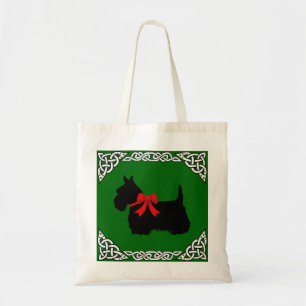 Scottish Terrier Black, witte heldere vlecht, boeg Tote Bag
