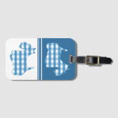 Scottish Terrier Blue White Gingham Pattern Bagagelabel (Voorkant (horizontaal))