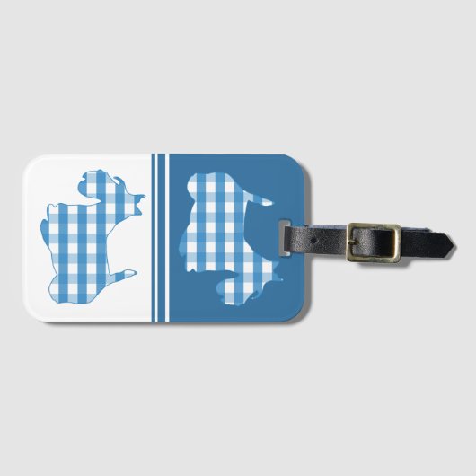 Scottish Terrier Blue White Gingham Pattern Bagagelabel (Voorkant (horizontaal))
