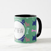 Scottish Terrier Botten Monogram Name Combo Mok (Voorkant rechts)