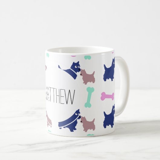 Scottish Terrier Botten Monogram Name Mok (Voorkant rechts)