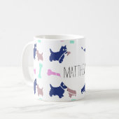 Scottish Terrier Botten Monogram Name Mok (Voorkant links)
