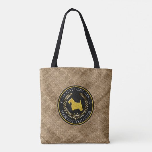 Scottish Terrier Burlap Pattern Tote Bag (Achterkant)