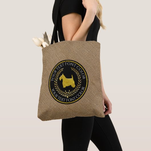 Scottish Terrier Burlap Pattern Tote Bag (Dichtbij)