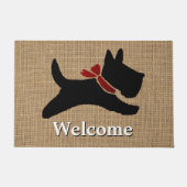 Scottish Terrier Burlap Personalize Deurmat (Voorkant)