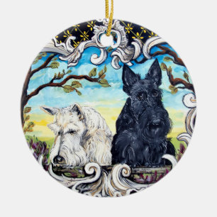 Scottish Terrier Cartouche Keramisch Ornament