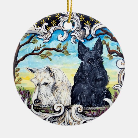 Scottish Terrier Cartouche Keramisch Ornament (Voorkant)