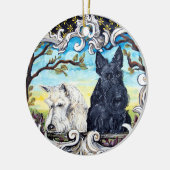 Scottish Terrier Cartouche Keramisch Ornament (Links)