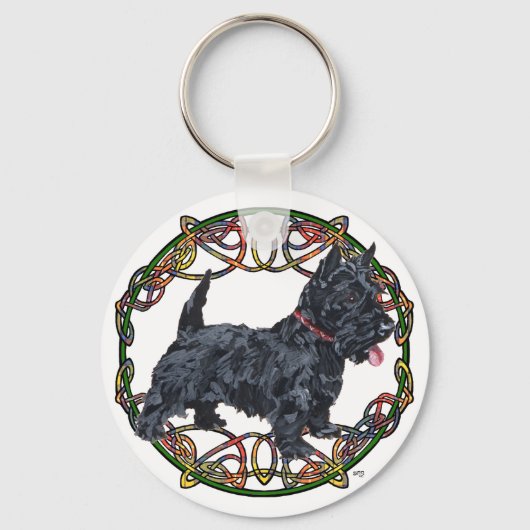 Scottish Terrier Celtic Knotwork Sleutelhanger (Voorkant)