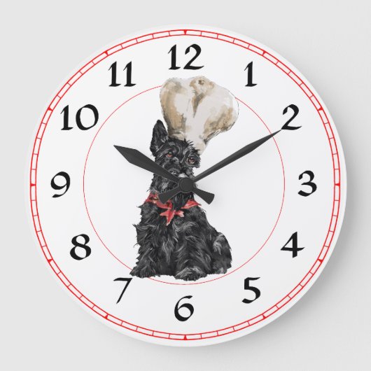 Scottish Terrier Chef Clock Grote Klok (Voorkant)