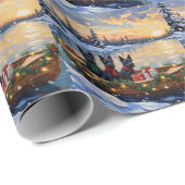 Scottish Terrier Christmas Boat Holiday Cadeaupapier (Rol Hoek)