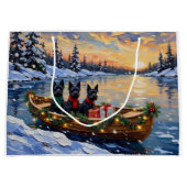 Scottish Terrier Christmas Boat Holiday Groot Cadeauzakje (Voorkant)