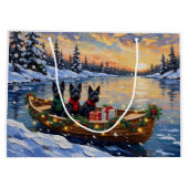 Scottish Terrier Christmas Boat Holiday Groot Cadeauzakje (Achterkant)