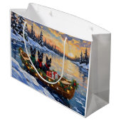 Scottish Terrier Christmas Boat Holiday Groot Cadeauzakje (Achterkant Gekanteld)