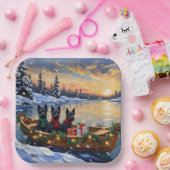 Scottish Terrier Christmas Boat Holiday Papieren Bordje (Feest)