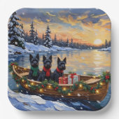 Scottish Terrier Christmas Boat Holiday Papieren Bordje (Voorkant)