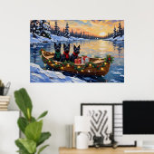 Scottish Terrier Christmas Boat Holiday Poster (Thuiskantoor)