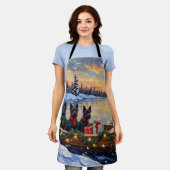 Scottish Terrier Christmas Boat Holiday Schort (Gedragen)