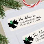 Scottish Terrier Christmas Green Retouradres Etiket<br><div class="desc">Voeg een beetje grillige charme toe aan het vakantieseizoen met deze schattige gepersonaliseerde retouradreslabels. Een stijlvol ontwerp met een illustratie van een Scottie-hond die een strik draagt en meeloopt. Custom labels zijn een leuke, unieke toevoeging aan uw kerstmailing, vooral voor hondenliefhebbers en fans van de lieve Scotty Dog! Kleuren: zwart...</div>