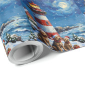 Scottish Terrier Christmas Lighthouse Holiday Cadeaupapier (Rol Hoek)