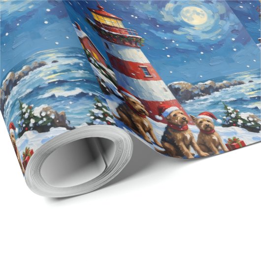Scottish Terrier Christmas Lighthouse Holiday Cadeaupapier (Rol Hoek)