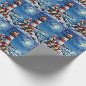 Scottish Terrier Christmas Lighthouse Holiday Cadeaupapier (Hoek)