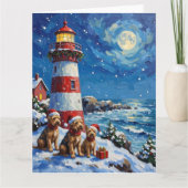 Scottish Terrier Christmas Lighthouse Holiday Kaart (Voorkant)