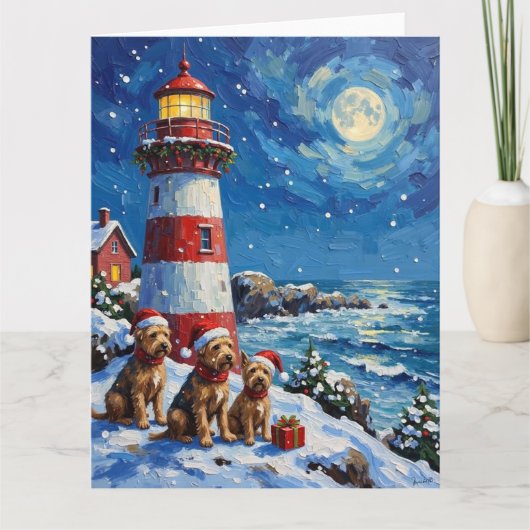 Scottish Terrier Christmas Lighthouse Holiday Kaart (Voorkant)