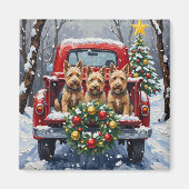 Scottish Terrier Christmas Red Truck Holiday Magneet (Voorkant)