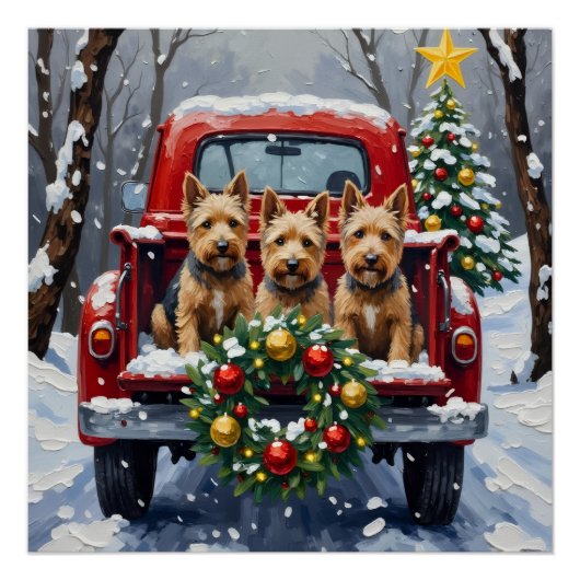 Scottish Terrier Christmas Red Truck Holiday Perfect Poster (Voorkant)