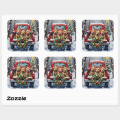 Scottish Terrier Christmas Red Truck Holiday Vierkante Sticker (Vel)