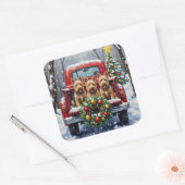 Scottish Terrier Christmas Red Truck Holiday Vierkante Sticker (Envelop)