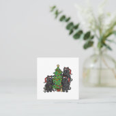 Scottish Terrier Christmas Tree Vierkante Visitekaartje (Staand voorkant)