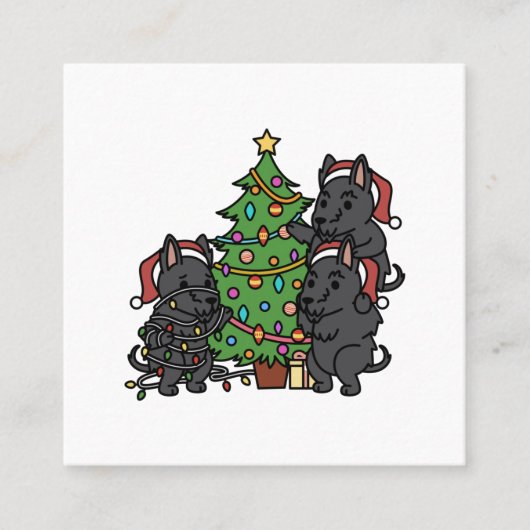 Scottish Terrier Christmas Tree Vierkante Visitekaartje (Voorkant)