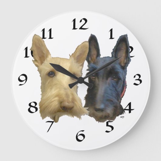 Scottish Terrier Clock Grote Klok (Voorkant)