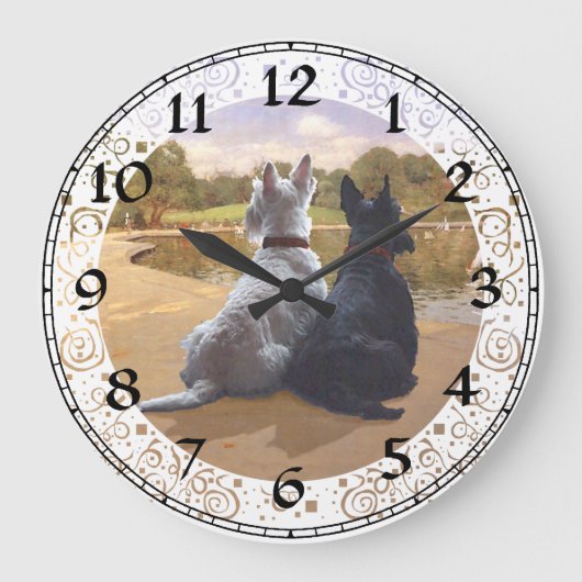 Scottish Terrier Clock Grote Klok (Voorkant)