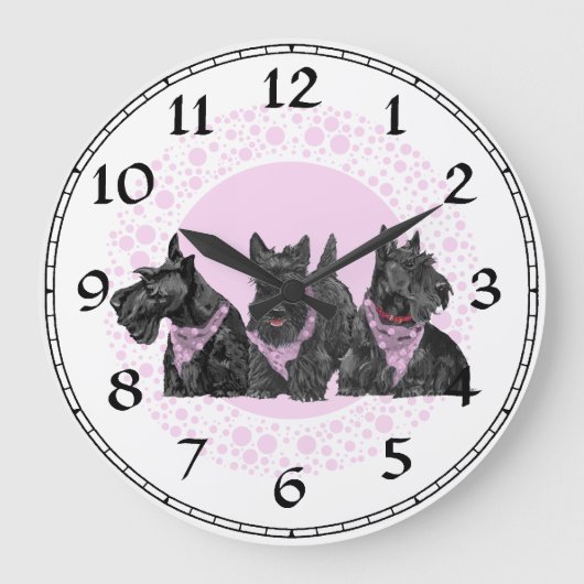 Scottish Terrier Clock Grote Klok (Voorkant)