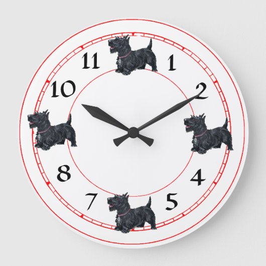 Scottish Terrier Clock Grote Klok (Voorkant)