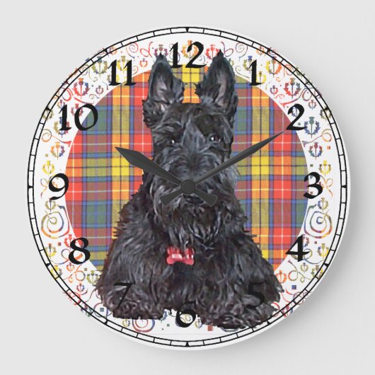 Scottish Terrier Clock Grote Klok (Voorkant)